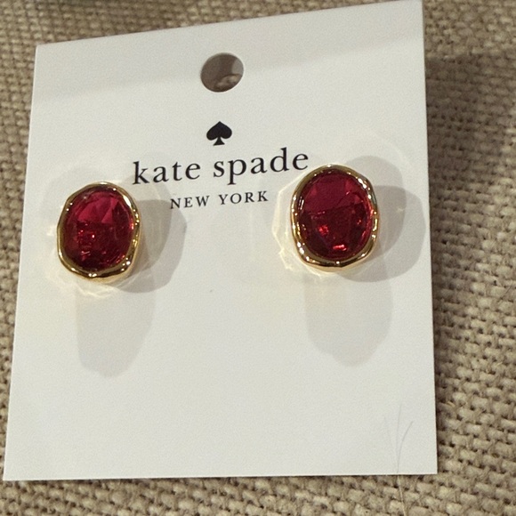 kate spade Ruby/Gold High Shine Studs/NWT - Picture 8 of 10